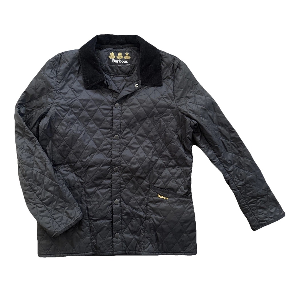 Barbour Lightweight Liddesdale Jacket Men Medium Black Quilted Corduroy Collar